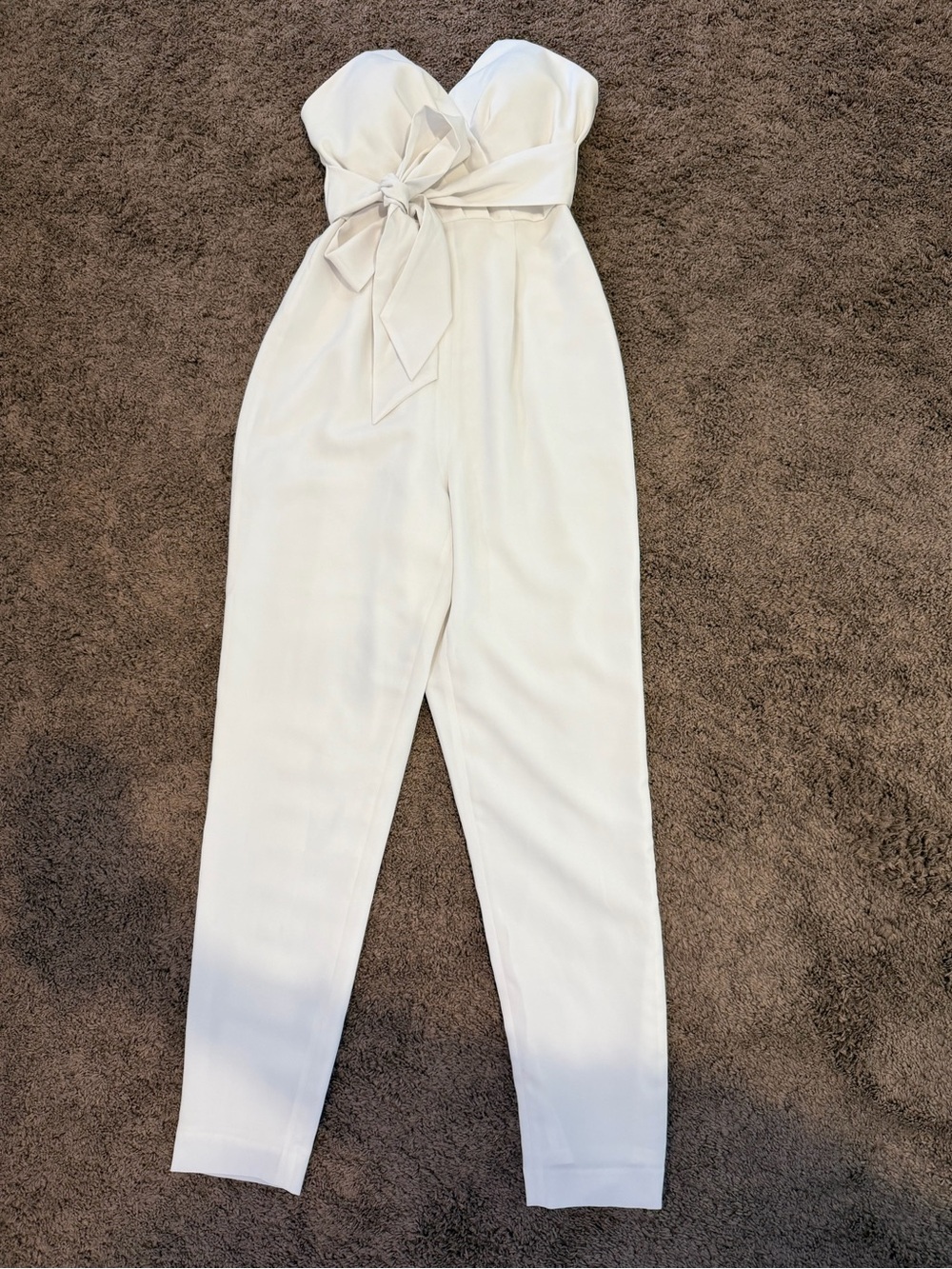 bebe Strapless White Tie-Front Jumpsuit